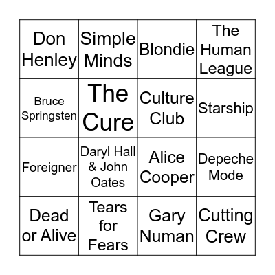 Artist (19) Bingo Card