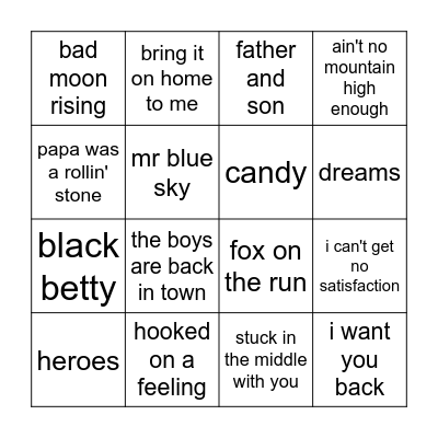 Song (20) Bingo Card