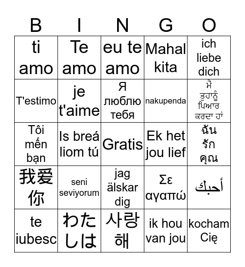 Semana de idiomas extranjeras Bingo Card