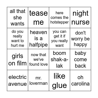 Song (18) Bingo Card