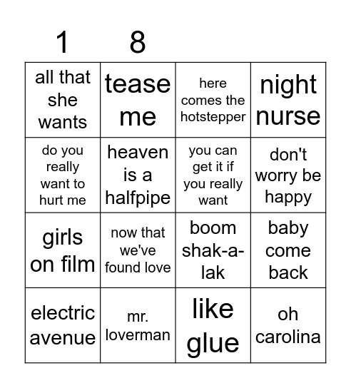 Song (18) Bingo Card