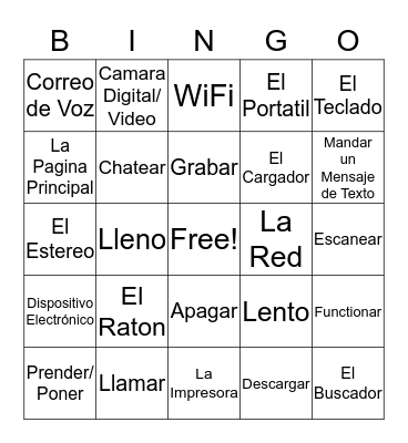 Spanish Bingo Card