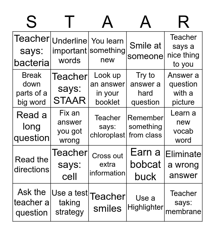 Biology EOC Tutorial Bingo Card
