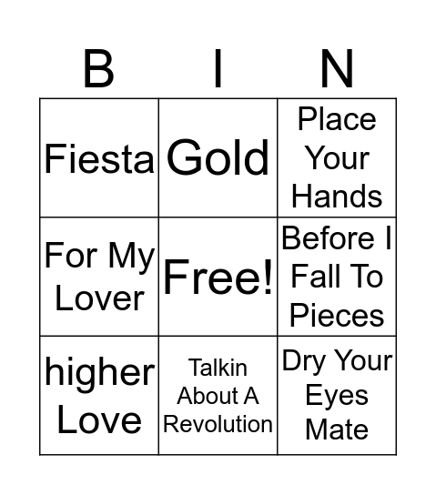 Muisc Bingo Card