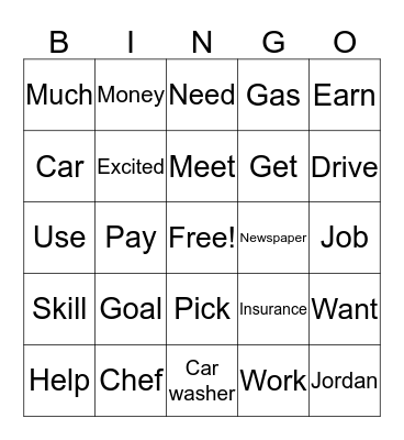 Work Words Bingo Card