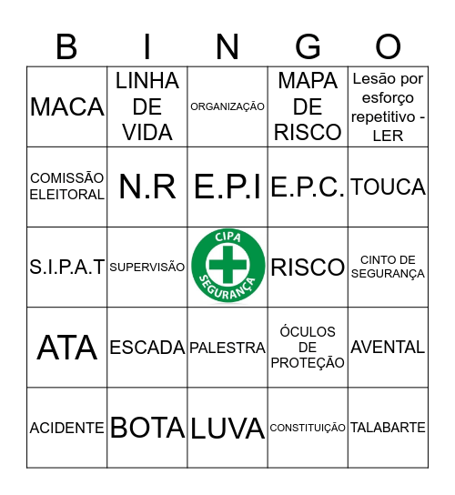 BINGO DE SEGURANÇA, Cada dia saíra 1 palavra, no total serão 5 palavras  , você poderá ganhar MARCANDO EM HORIZONTAL, VERTICAL OU DIAGONAL Bingo Card