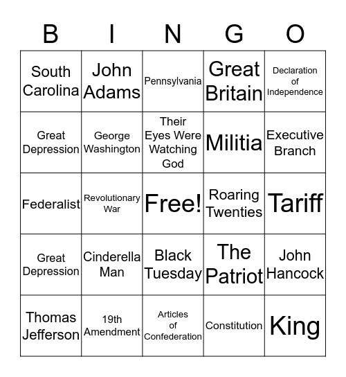 Mid Term Review Bingo Card