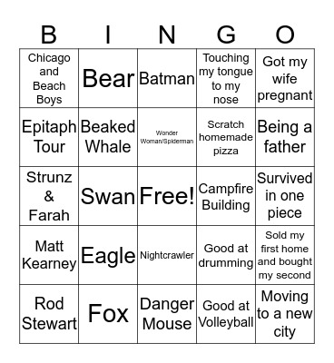 Getting To Know You Bingo Card