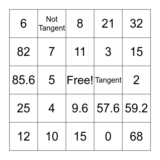 Circle Segments Review Bingo Card