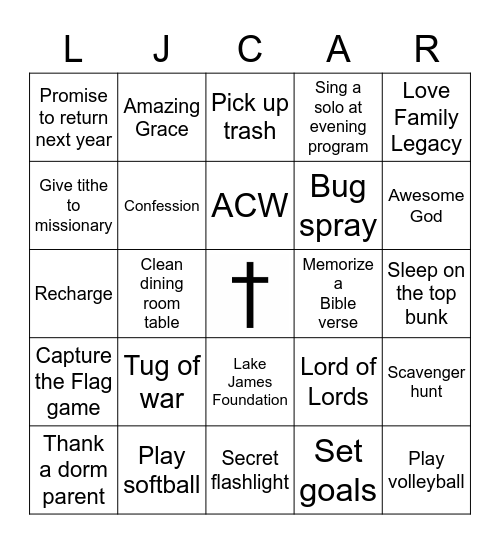Lake James Christian Assembly Retreat Bingo Card
