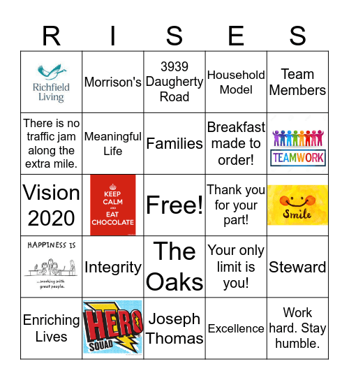 Team Member Bingo Card