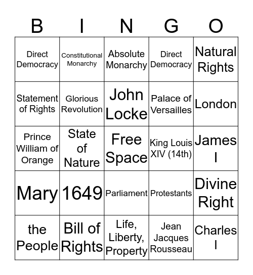 Government Bingo Card