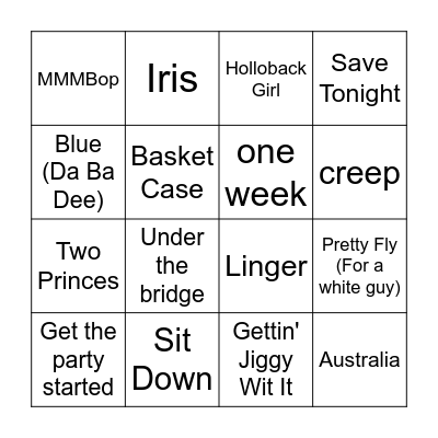 Song (14) Bingo Card