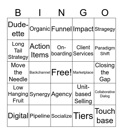 JR Bingo Card