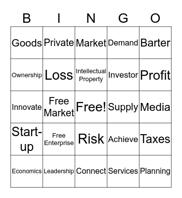 FBLA Free Enterprise BINGO Card