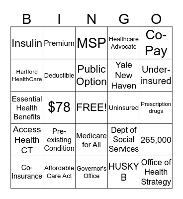 Health Care Terminology 101 Bingo Card