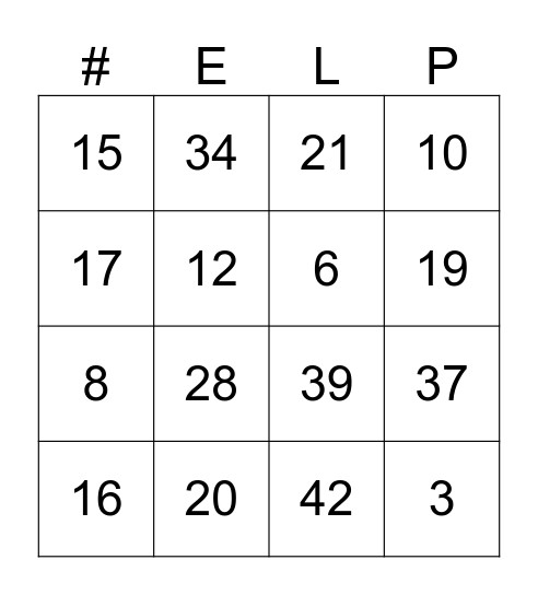 EVENT LADY PARTY Bingo Card