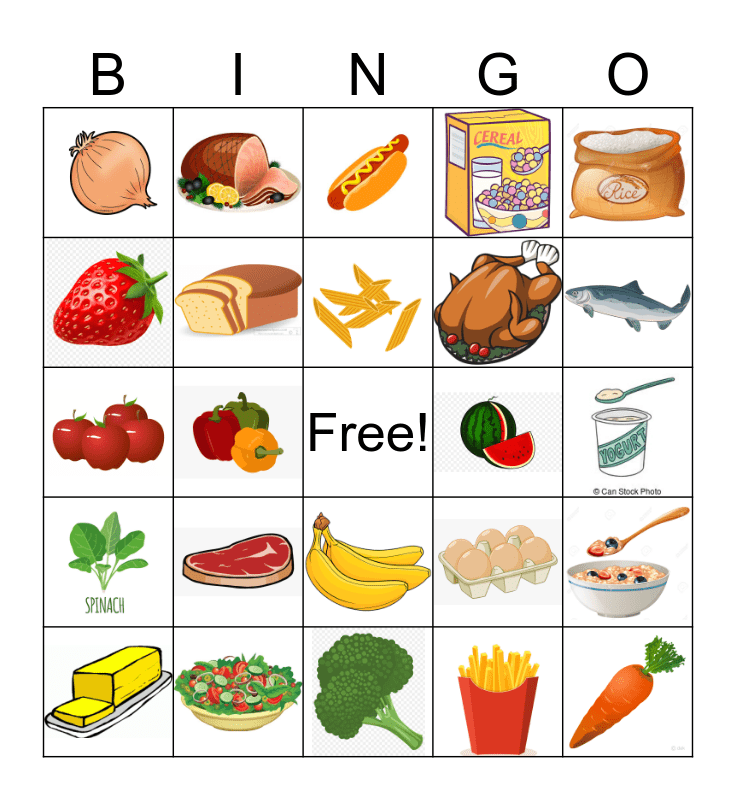 Grocery Bingo Card