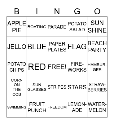 4th OF JULY BINGO Card