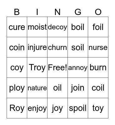 Shamrock Bingo Card