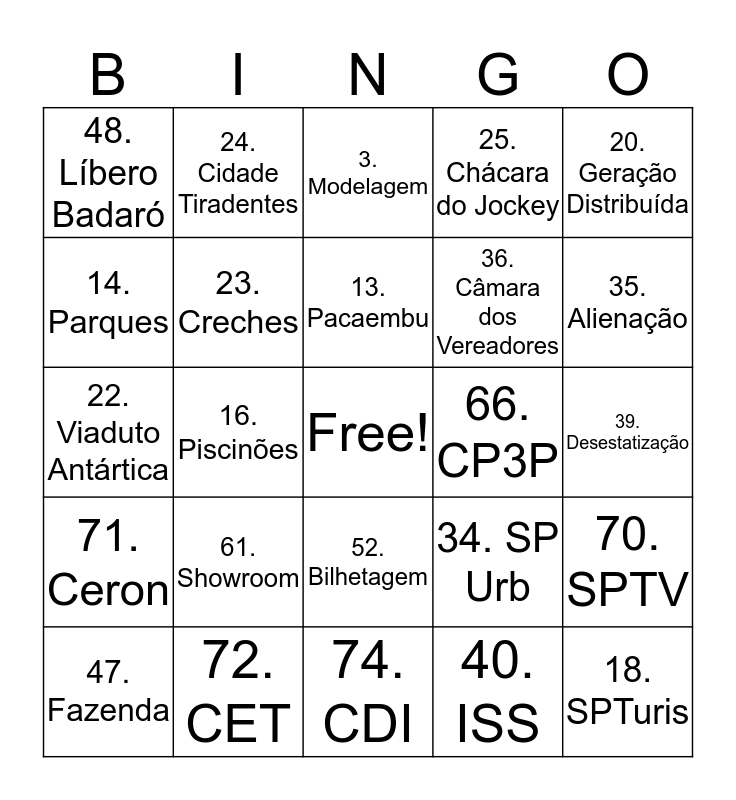 BINGADA SPP Bingo Card