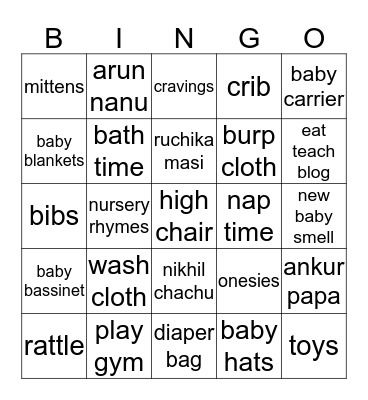 BABY MATHUR BINGO Card