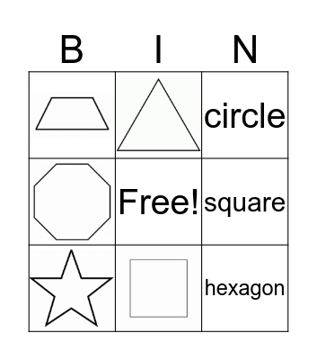 2D SHAPES Bingo Card