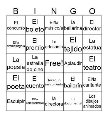 Las Bellas Artes Bingo Card