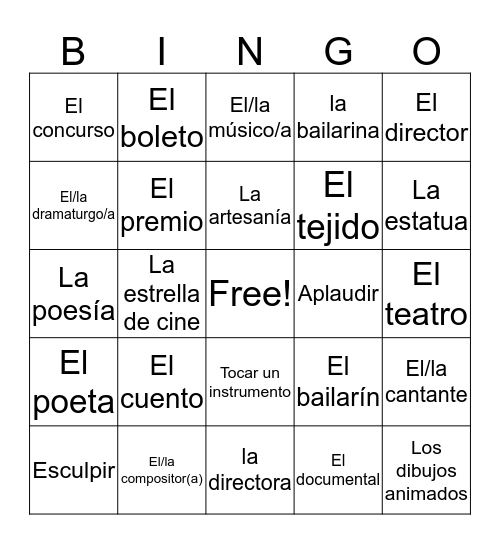 Las Bellas Artes Bingo Card