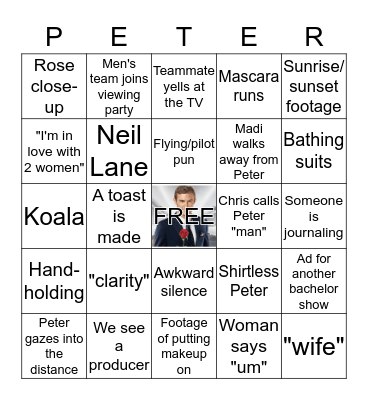 BACHELOR FINALE BINGO 2020 Bingo Card
