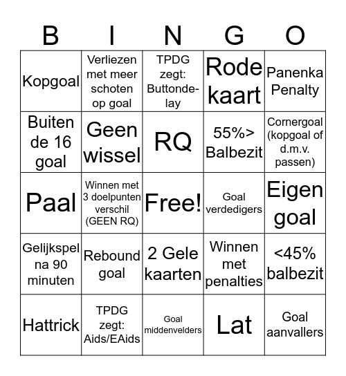 WEEKEND LEAGUE BINGO Card