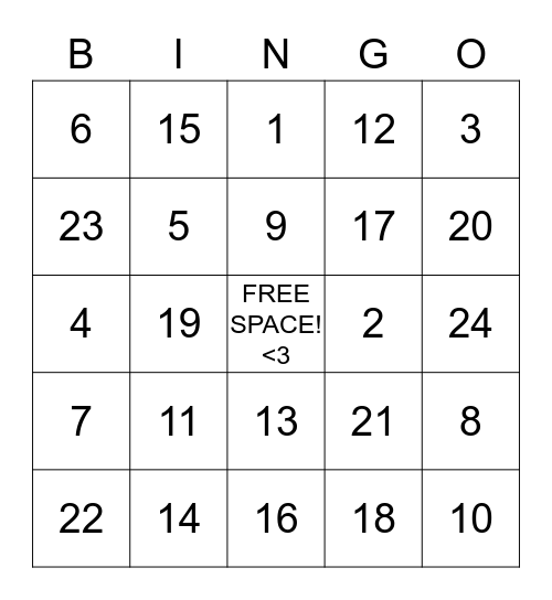 The Hunter House Bingo Card