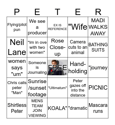BACHELOR FINALE BINGO 2020 Bingo Card