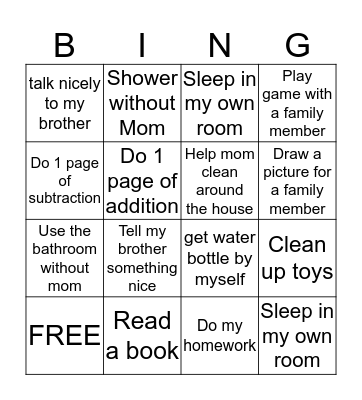 Around The House Bingo Card