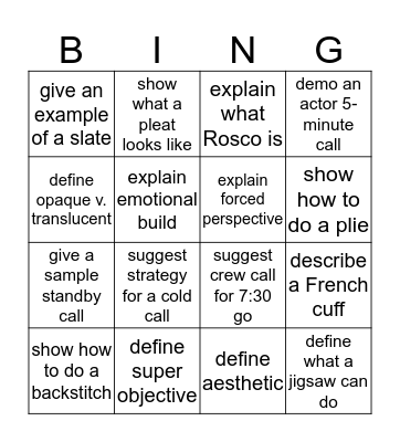 TA 470 BINGO Card