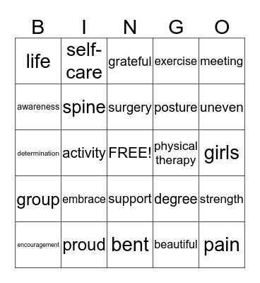 Scoliosis Bingo!! Bingo Card