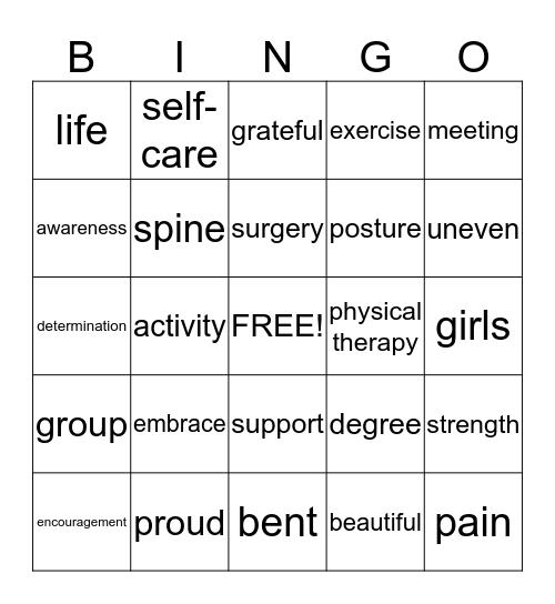 Scoliosis Bingo!! Bingo Card