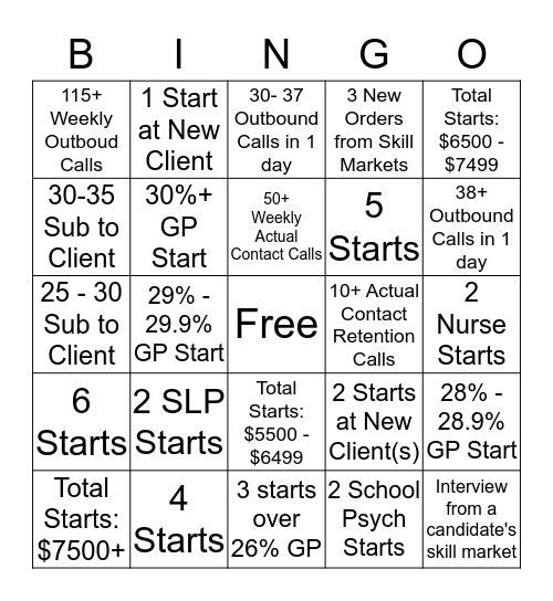 BDM PTO Bingo Card