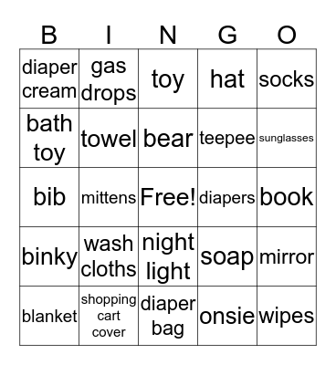 Welcome Little One! Bingo Card