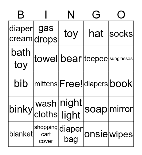 Welcome Little One! Bingo Card