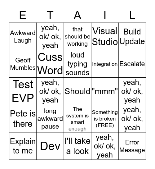 Etail Bingo! Bingo Card