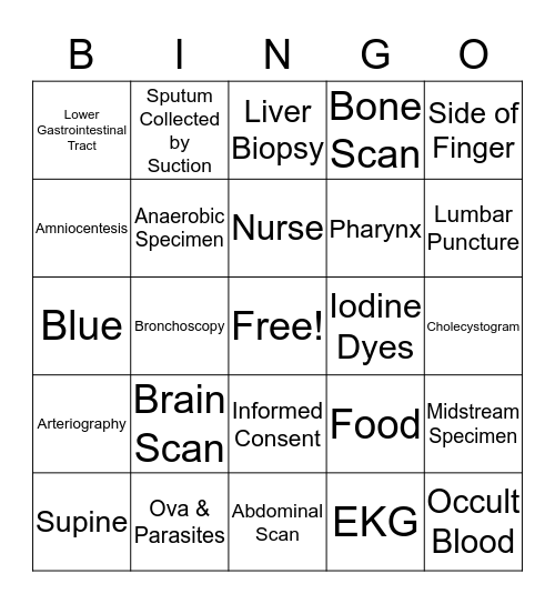 Specimen Collection & Diagnostic Testing Bingo Card