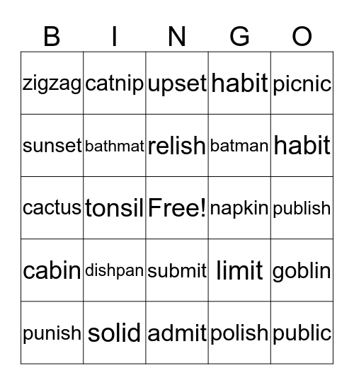 Wilson 3.1 Bingo Card