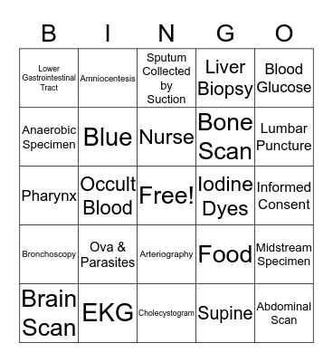 Specimen Collection & Diagnostic Testing Bingo Card