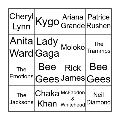 Artist (2) Bingo Card