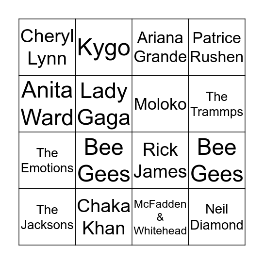 Artist (2) Bingo Card