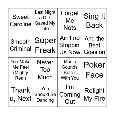 Song (2) Bingo Card