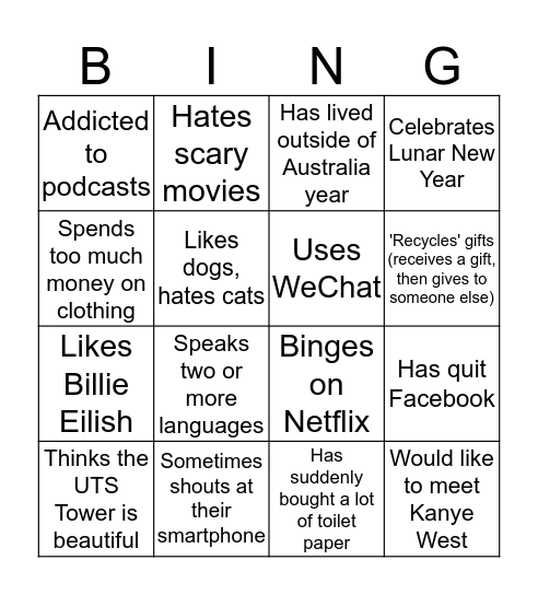 Communicating Difference 2020 Bingo Card
