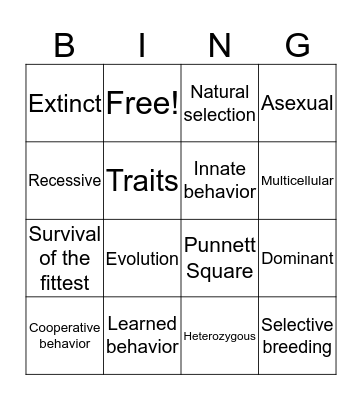 Science Review Bingo Card