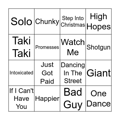 Song (3) Bingo Card